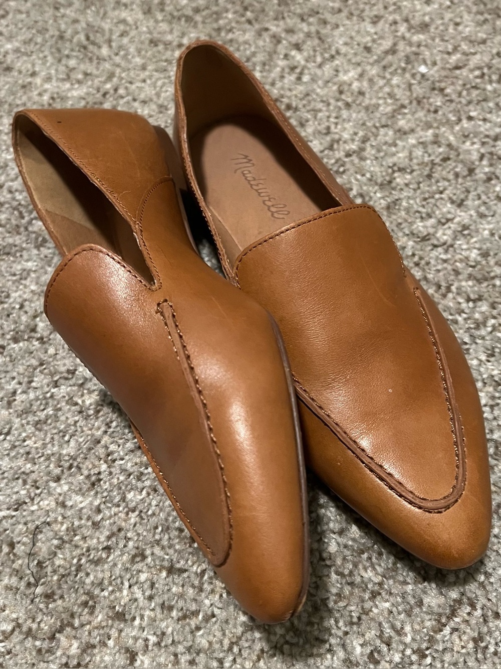 Madewell Cognac Brown Leather Pointed Slip-On Loafers Size 7 - Picture 3 of 11